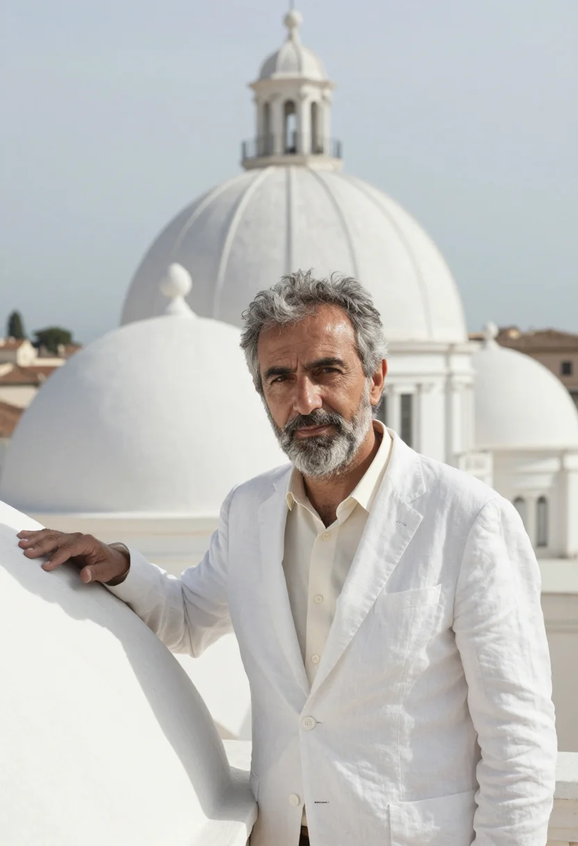 AI leon nicaragua professor cathedral white sample — portrait of a man, an Italian professor in his late fifties