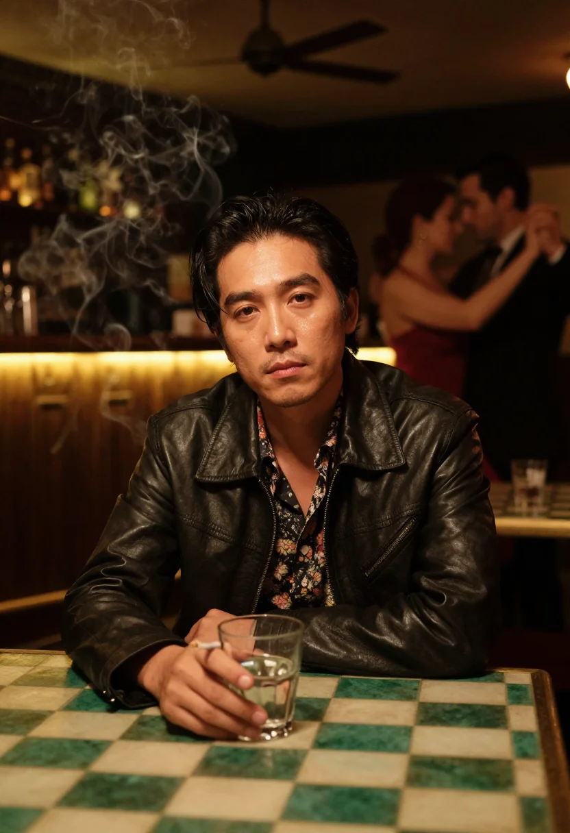 AI leslie cheung sample — portrait of a man, half-length seated portrait of an East-As