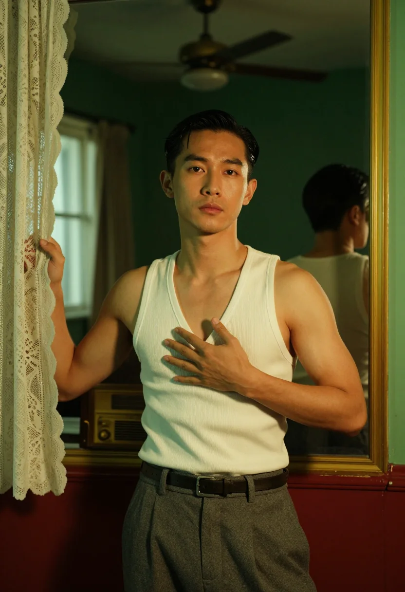 AI leslie cheung sample — portrait of a man, close half-length portrait of an East-Asi