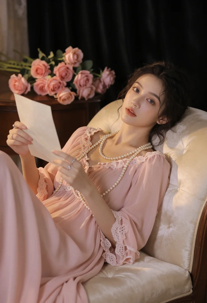 AI liane de pougy sample — portrait of a woman, close reclining portrait of a French wo