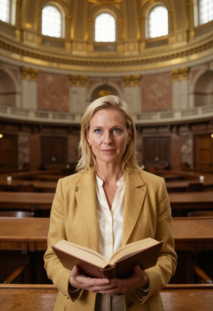 AI library of congress librarian gold sample — portrait of a woman, framed chest-up, cropped at the ribs, t