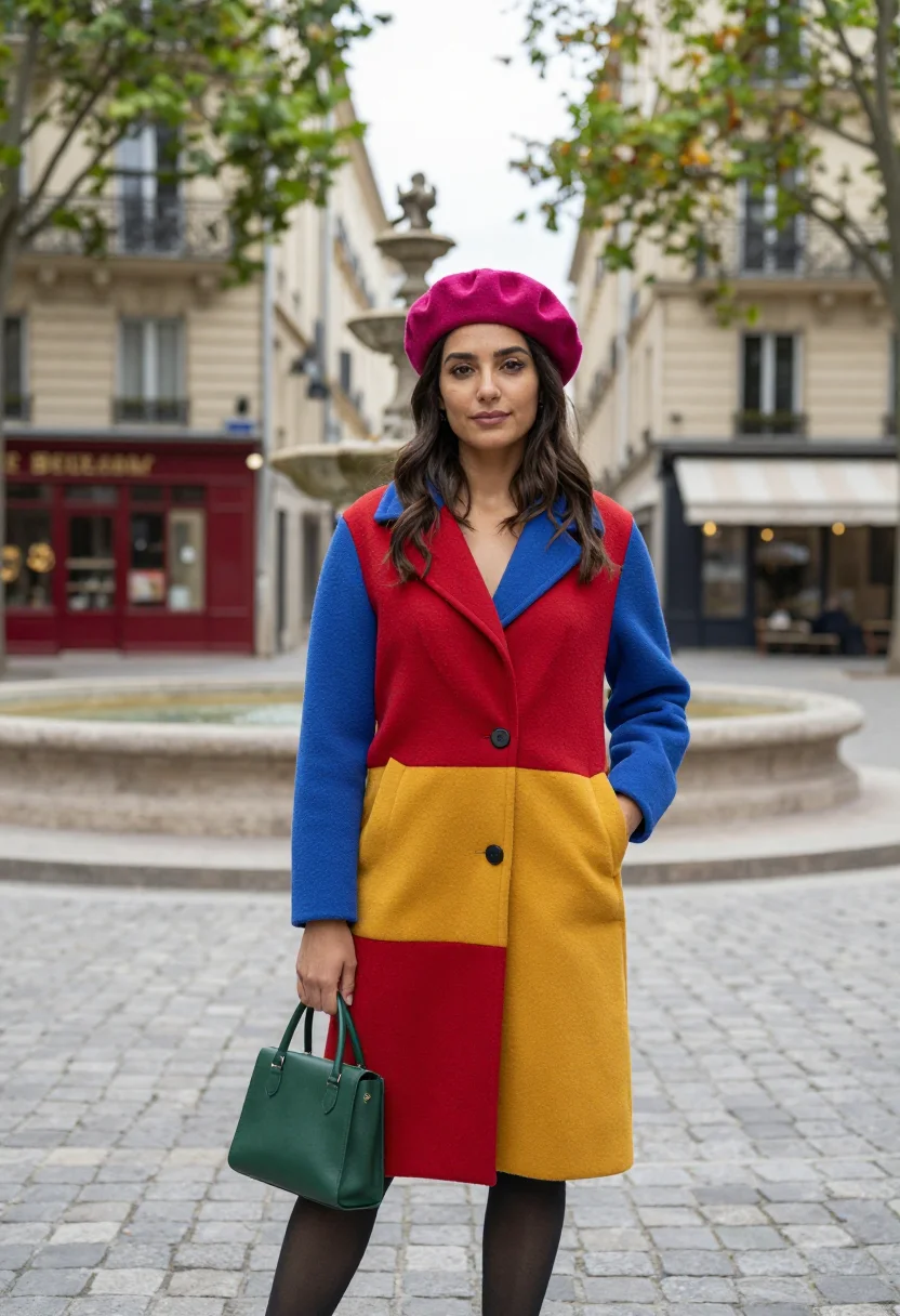 AI lily collins emily in paris colourblock palette sample — portrait of a woman, a Spanish woman in her early thirties w