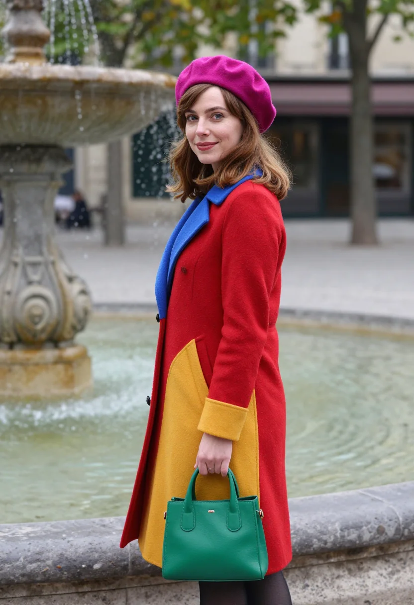 AI lily collins emily in paris colourblock palette sample — portrait of a woman, an English woman in her early thirties