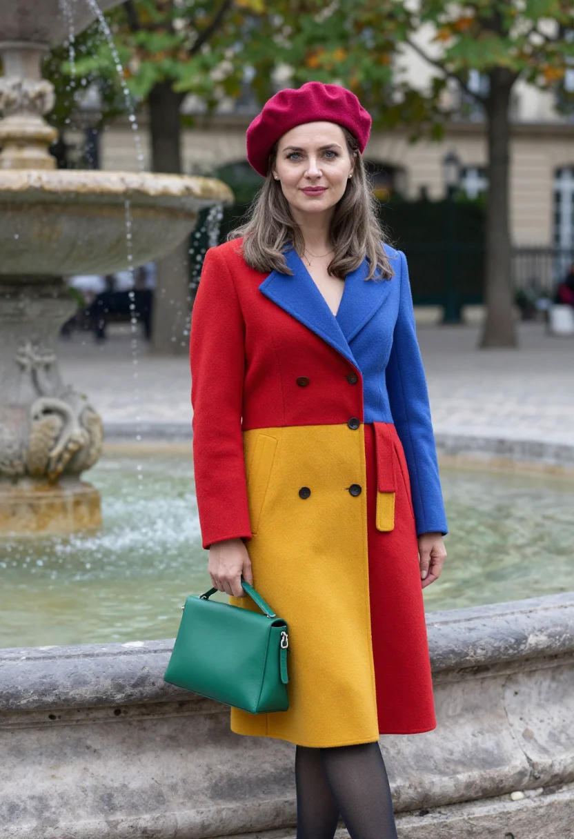 AI lily collins emily in paris colourblock palette sample — portrait of a woman, a Polish woman in her early thirties wi