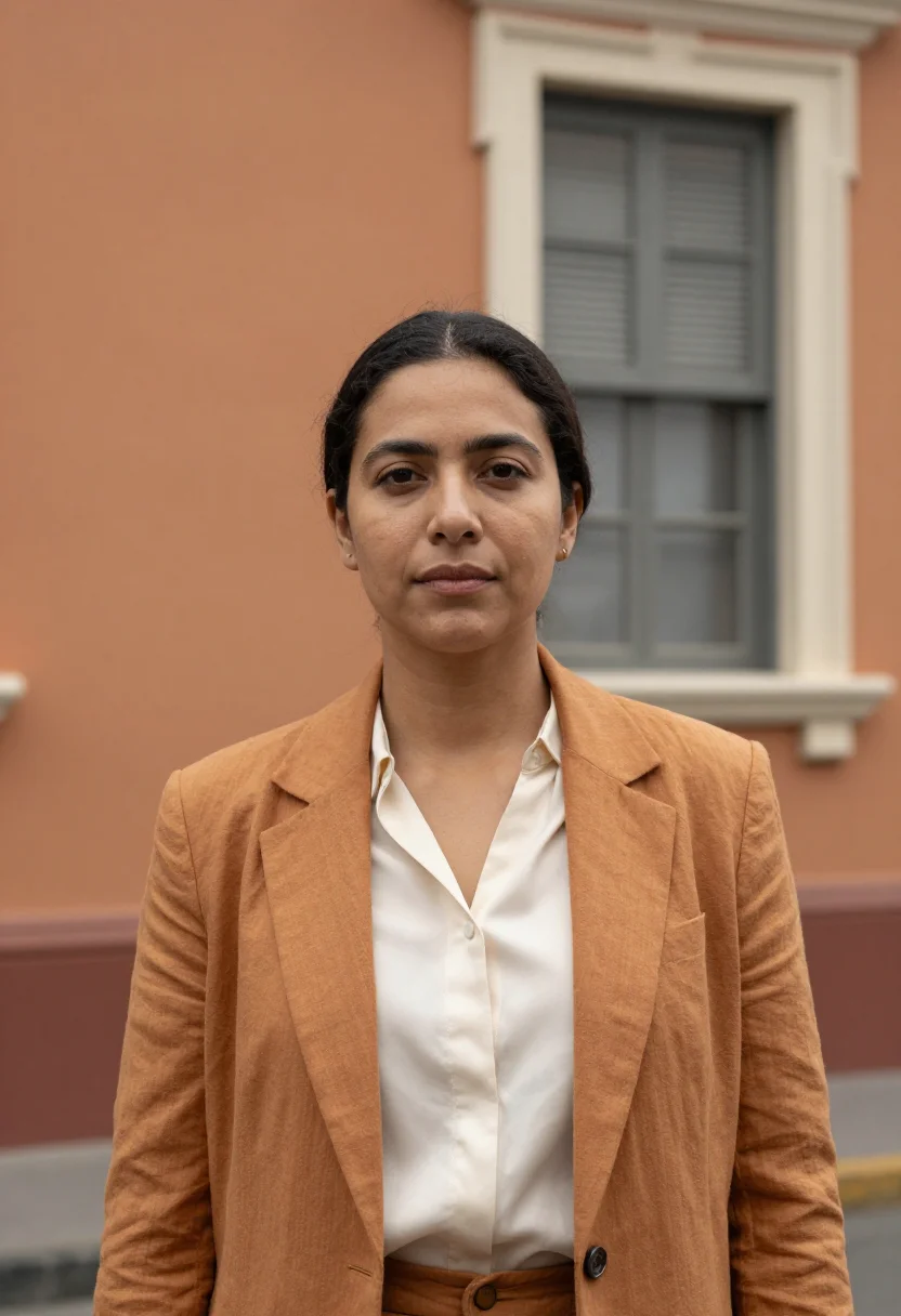 AI lima barranco architect ochre cliff sea sample — portrait of a woman, a Peruvian architect in her late thirti