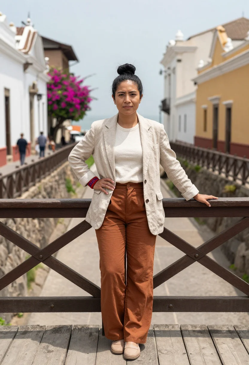 AI lima barranco sample — portrait of a woman, waist-up portrait of a Chinese-Peruvian