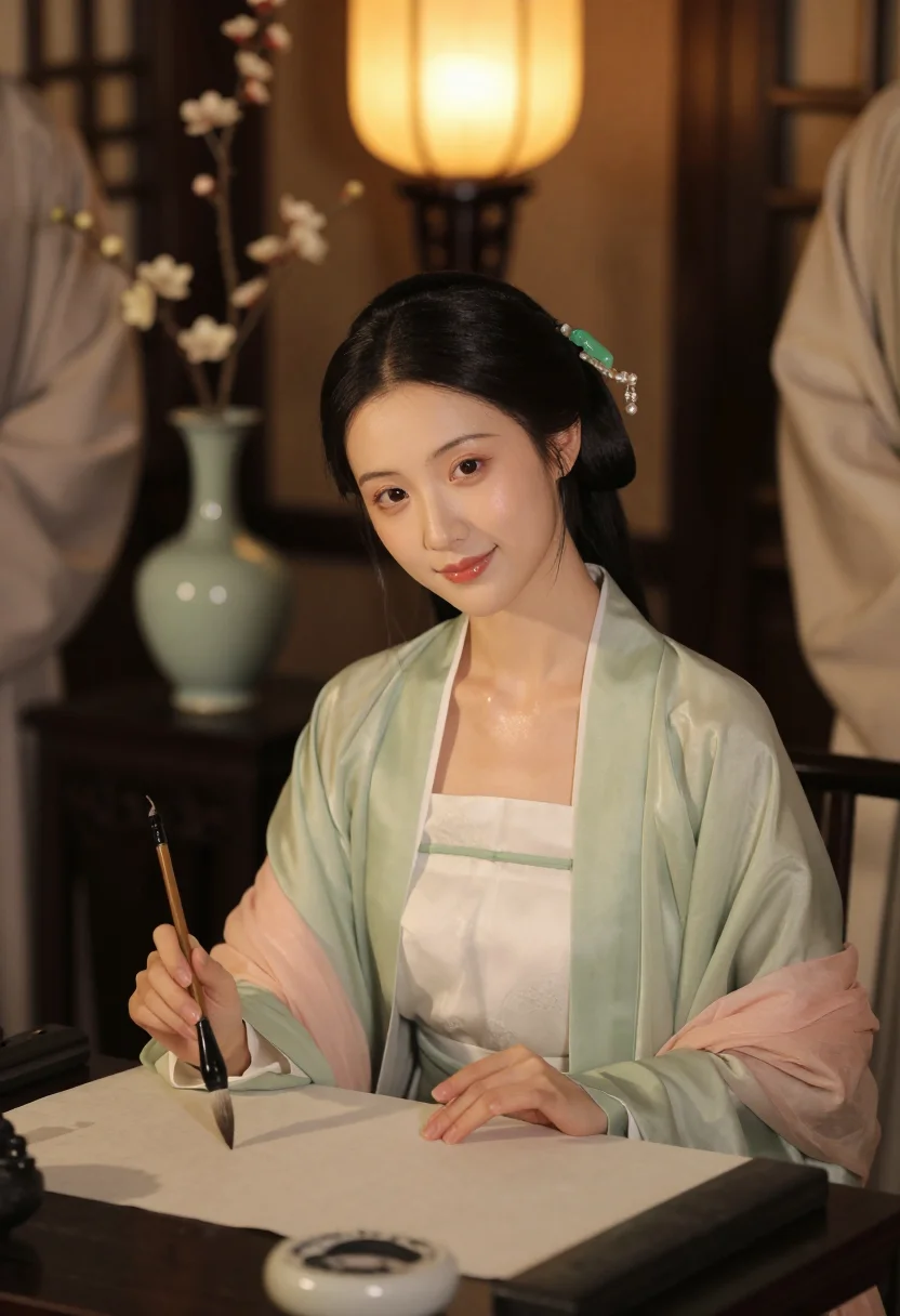 AI lin daiyu sample — portrait of a woman, chest-up portrait of a Han Chinese woma