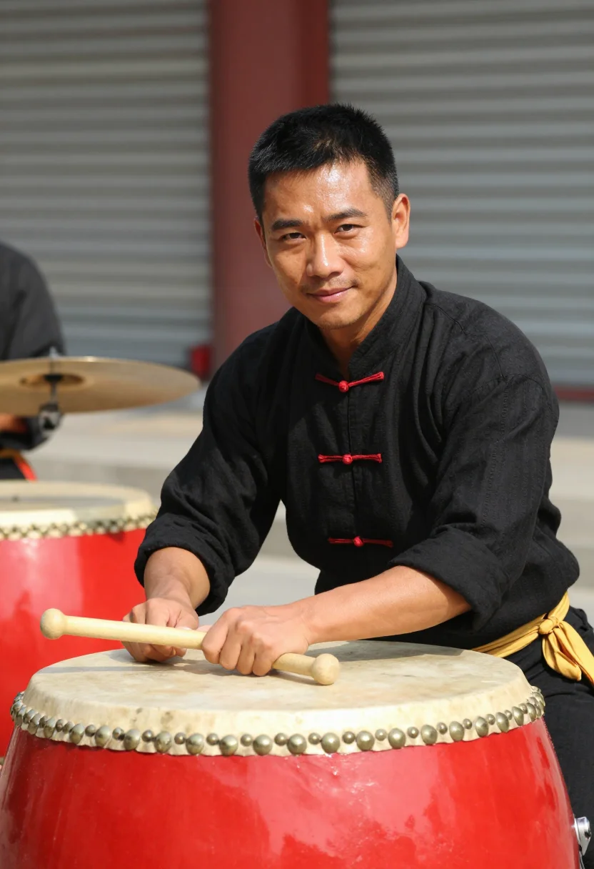 AI lion dance sample — portrait of a man, chest-up three-quarter portrait of a Sout