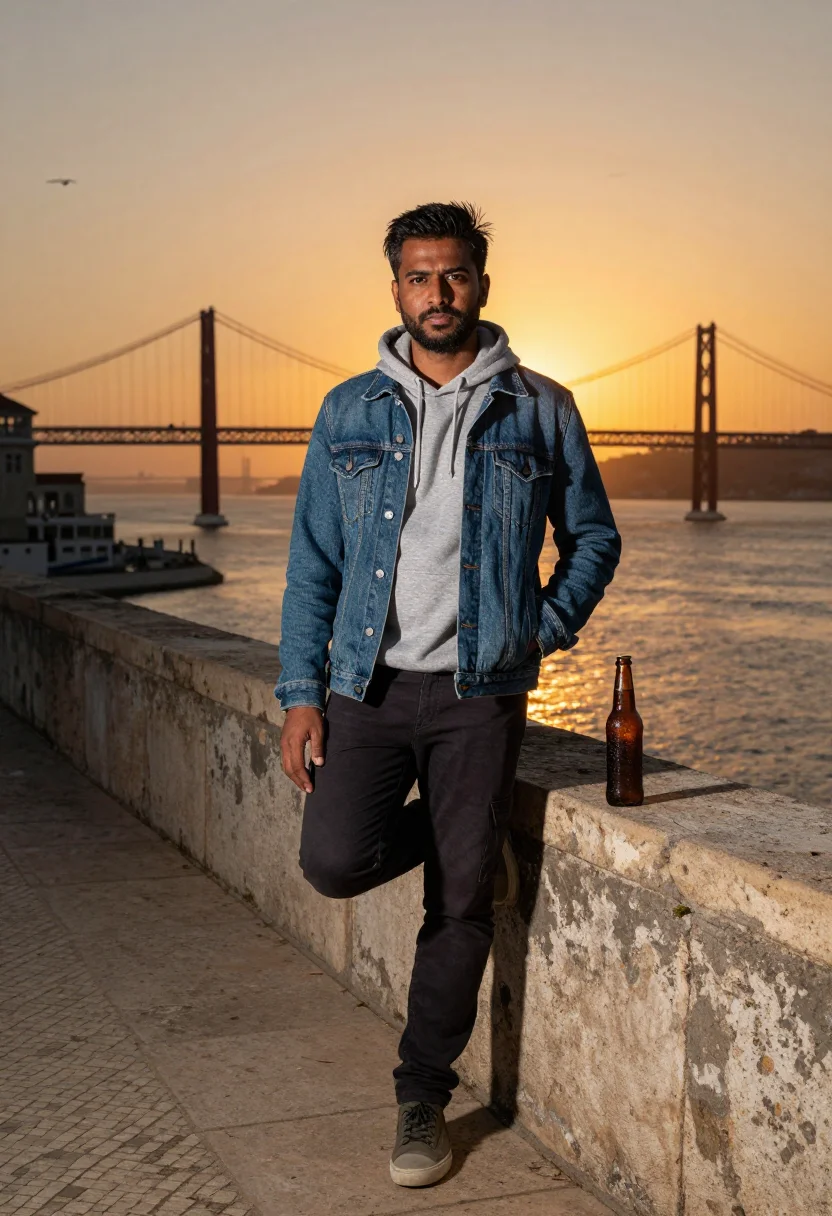 AI lisbon atlantic sample — portrait of a man, full-length portrait of a South-Asian man