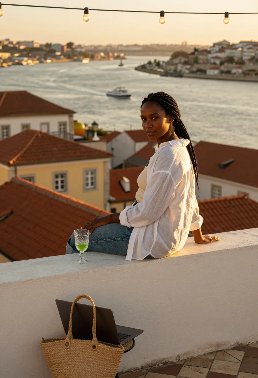 AI lisbon remote sample — portrait of a woman, half-length portrait of a Cape-Verdean