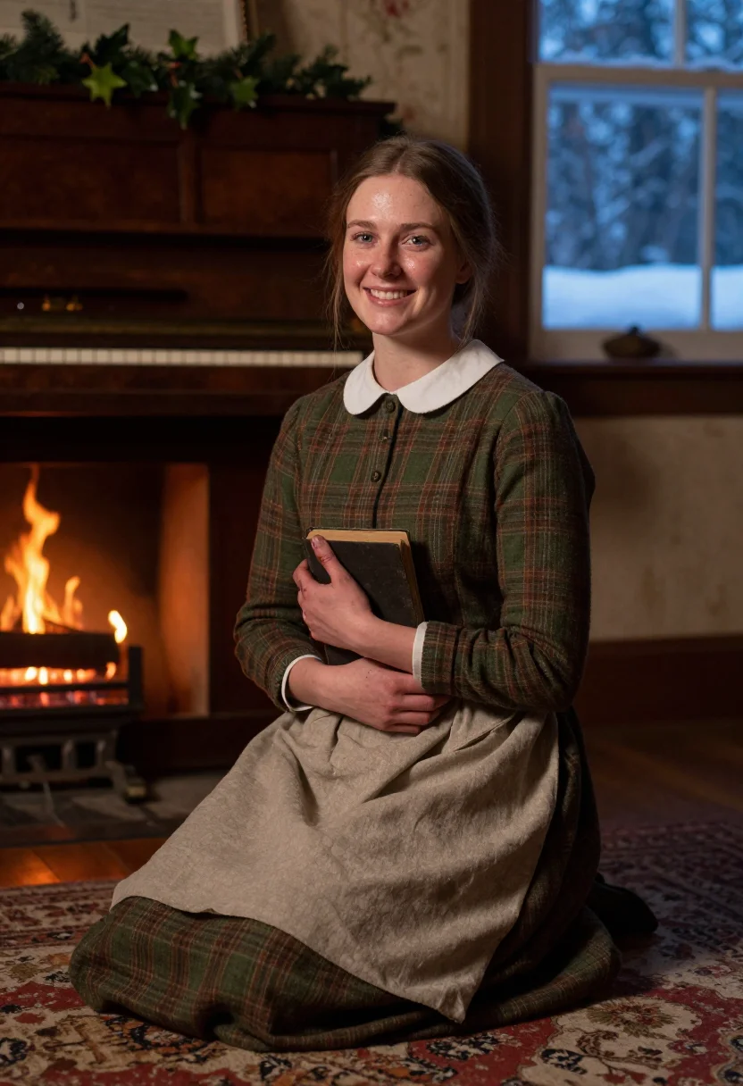 AI little women orchard house sample — portrait of a woman, three-quarter-length portrait of a West