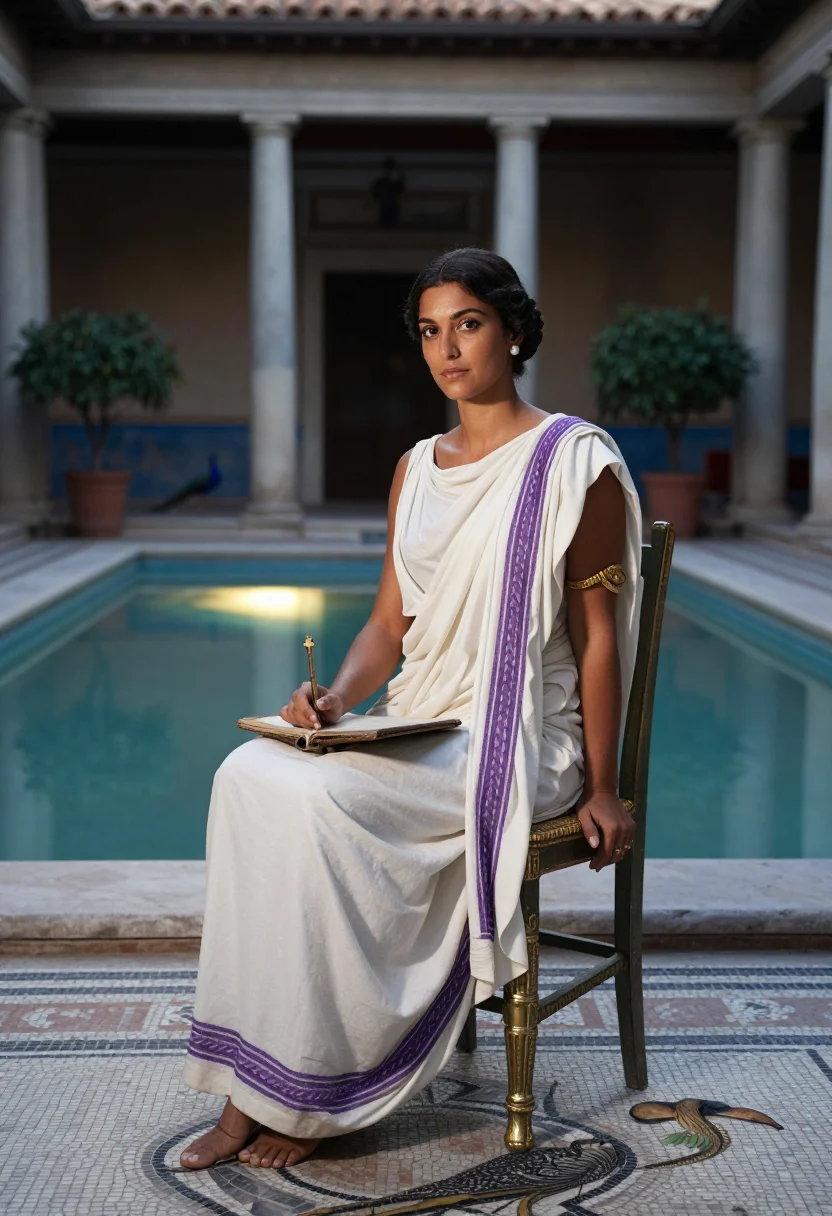 AI livia sample — portrait of a woman, three-quarter-length portrait of a Medi