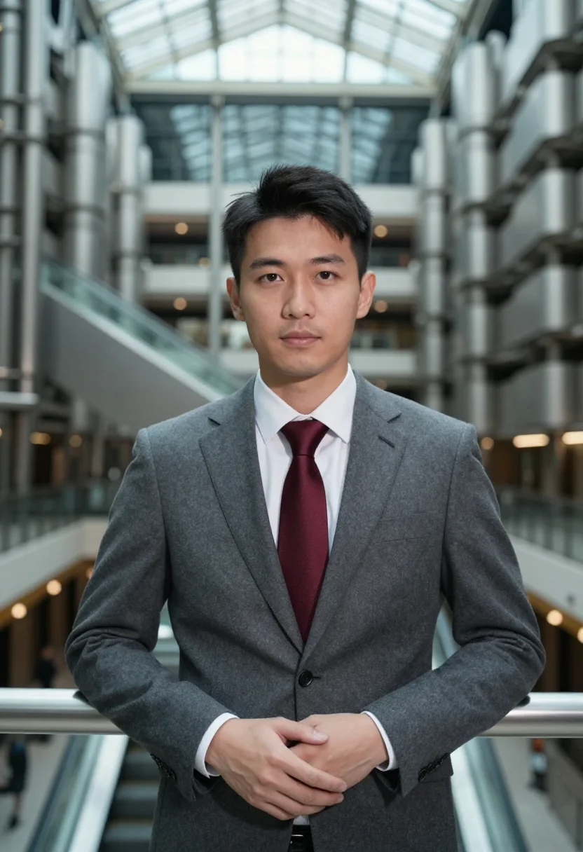 AI lloyds underwriter fog burgundy sample — portrait of a man, chest-up portrait of an underwriter, a Br