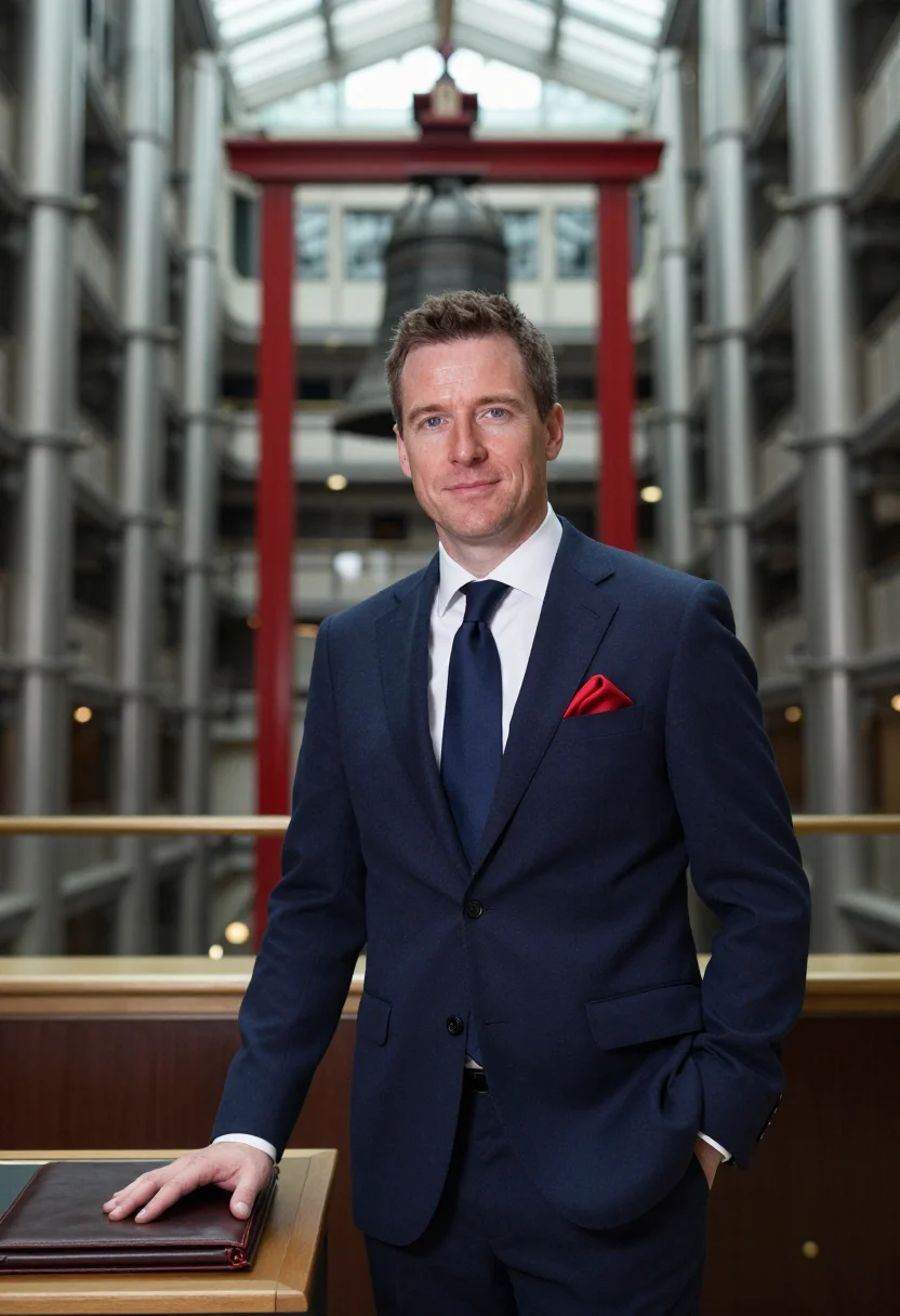 AI lloyds underwriting room november navy sample — portrait of a man, framed half-length, cropped at the hips,
