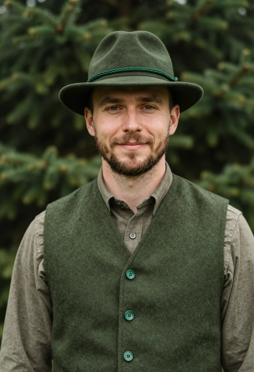 AI loden vert sample — portrait of a man, a Western-European man in his thirties wi