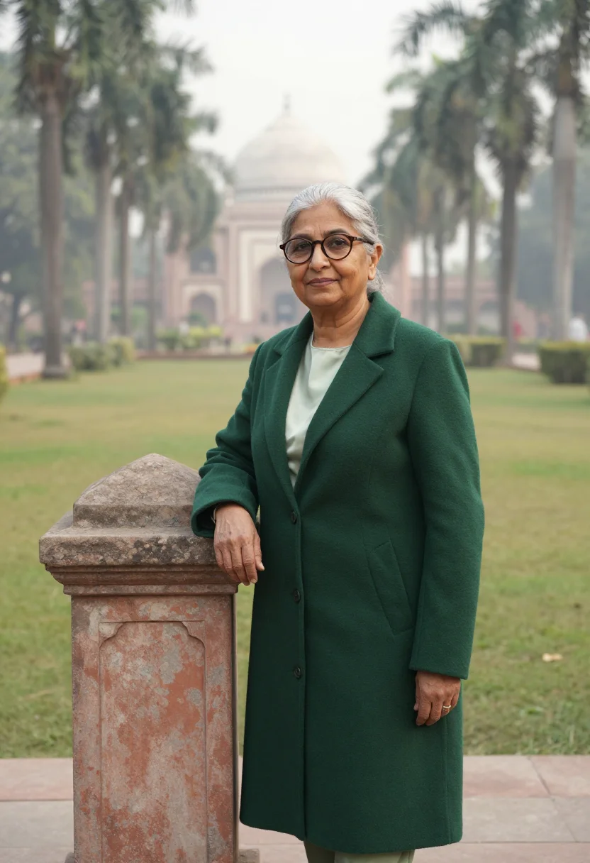 AI lodhi garden landscape architect dome green sample — portrait of a woman, a landscape architect in her sixties of