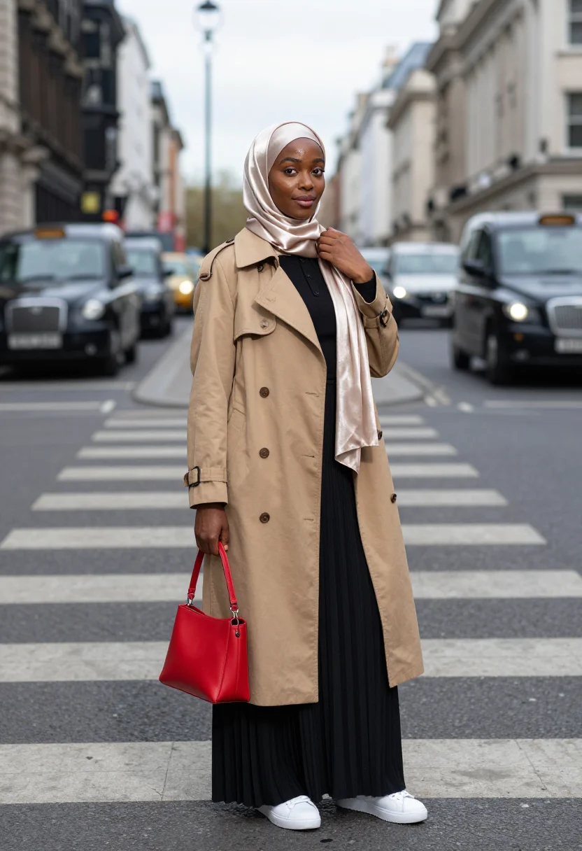 AI london modest week sample — portrait of a woman, three-quarter-length portrait of a Brit