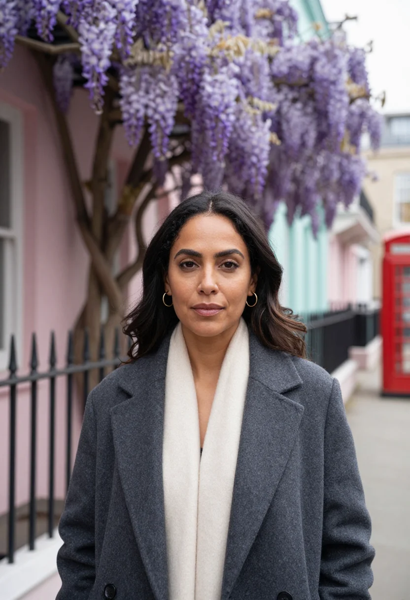 AI london sample — portrait of a woman, head-and-shoulders portrait of a Latina