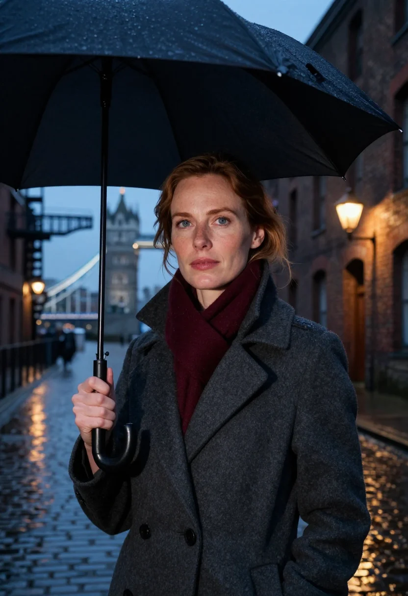 AI london sample — portrait of a woman, head-and-shoulders portrait of a Wester