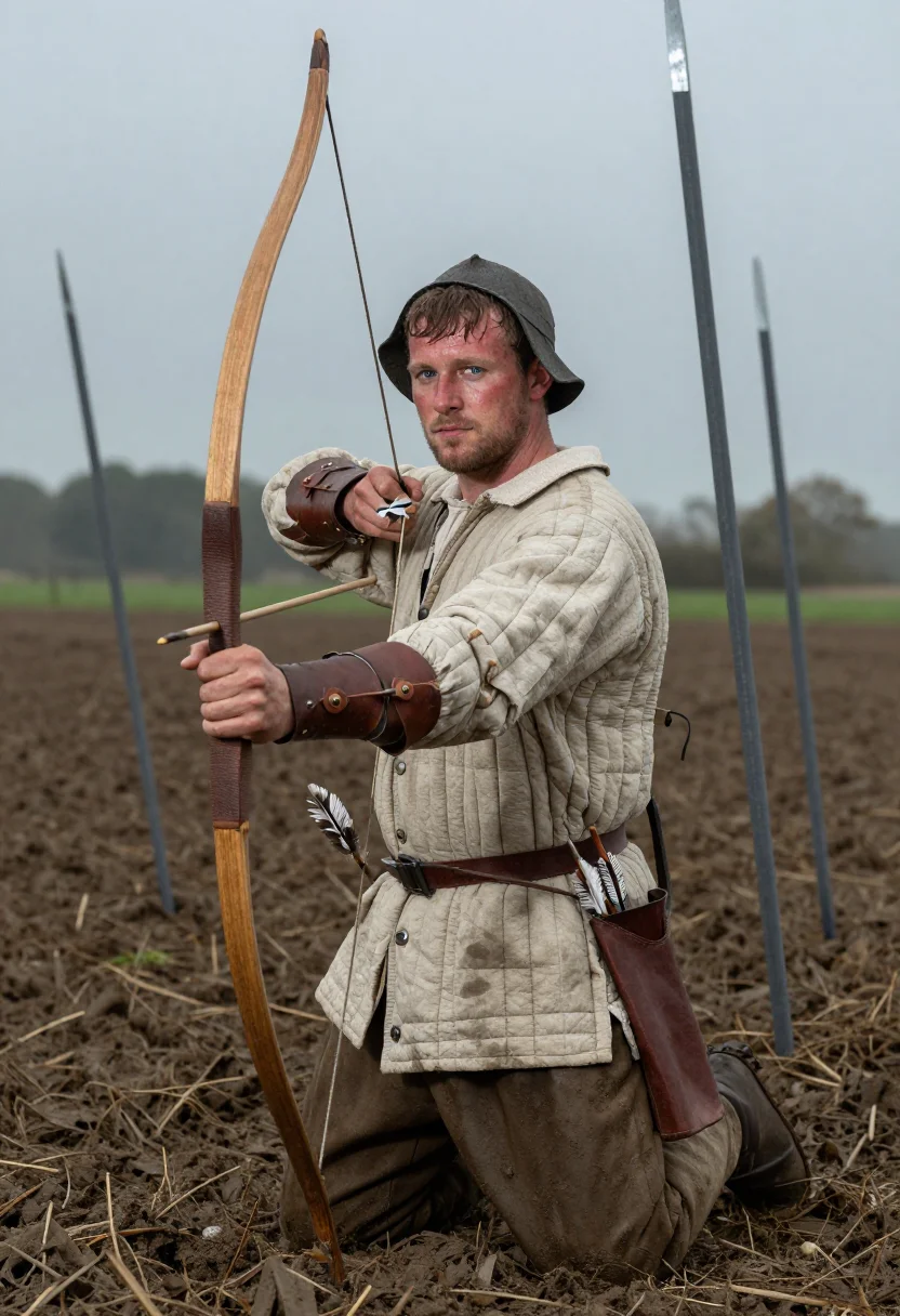 AI longbowman sample — portrait of a man, half-length portrait of an English yeoman