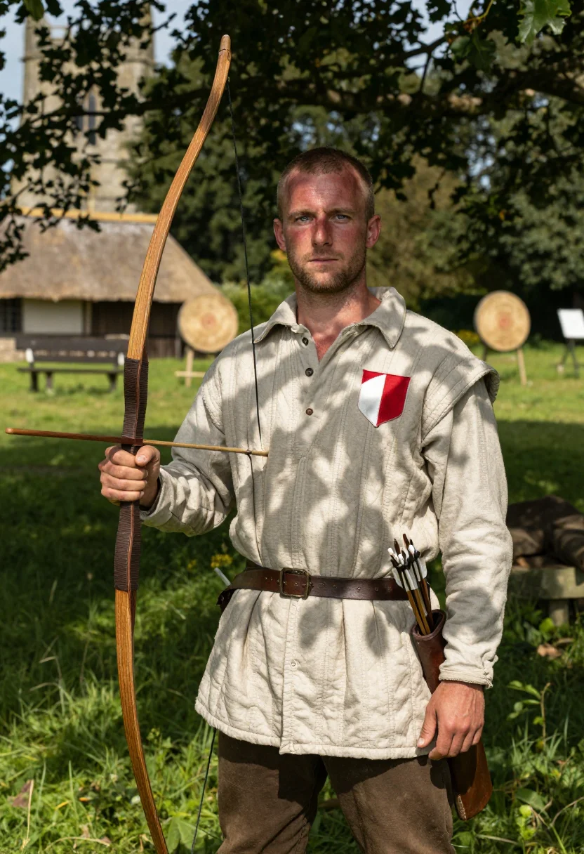 AI longbowman sample — portrait of a man, half-length portrait of an English yeoman