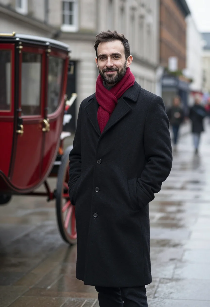 AI lord mayors show november scarlet sample — portrait of a man, framed half-length from the head to the h
