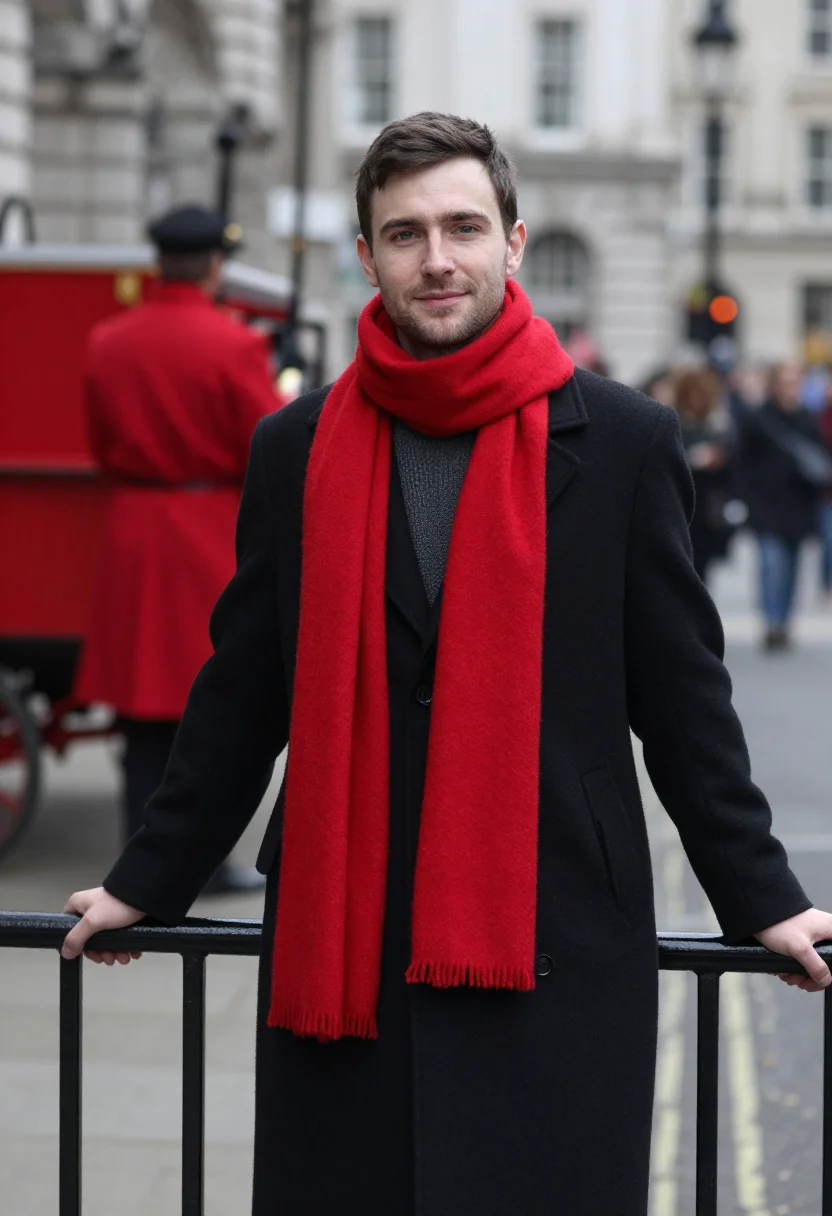 AI lord mayors show november scarlet sample — portrait of a man, framed half-length from the head to the h