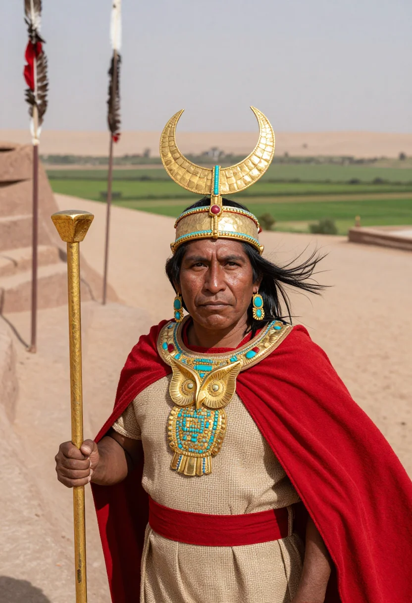 AI lord of sipan sample — portrait of a man, half-length portrait of an Indigenous And