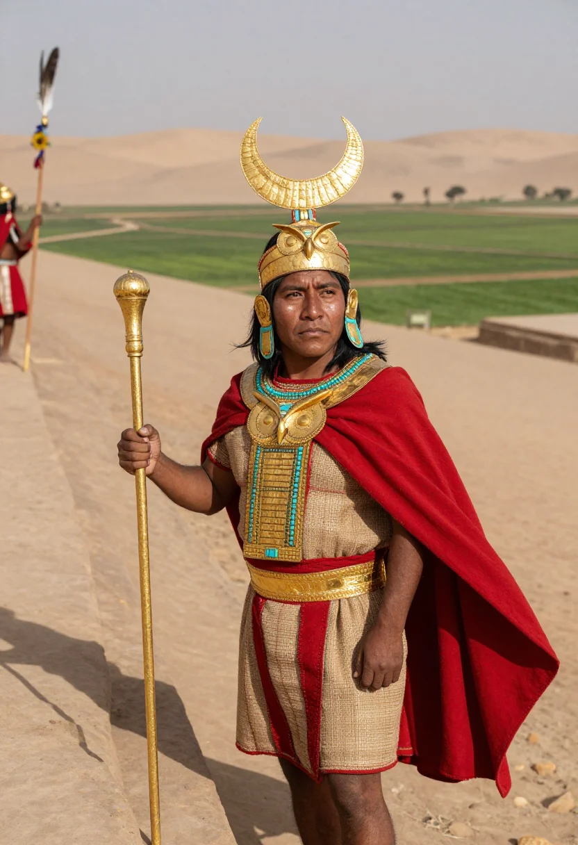 AI lord of sipan sample — portrait of a man, three-quarter-length portrait of an Indig