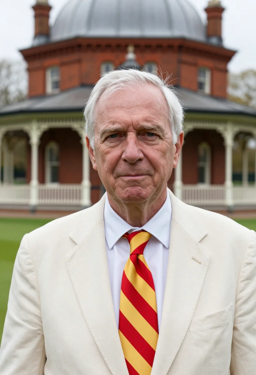 AI lords pavilion egg and bacon palette sample — portrait of a man, a member in his sixties with ruddy fair s