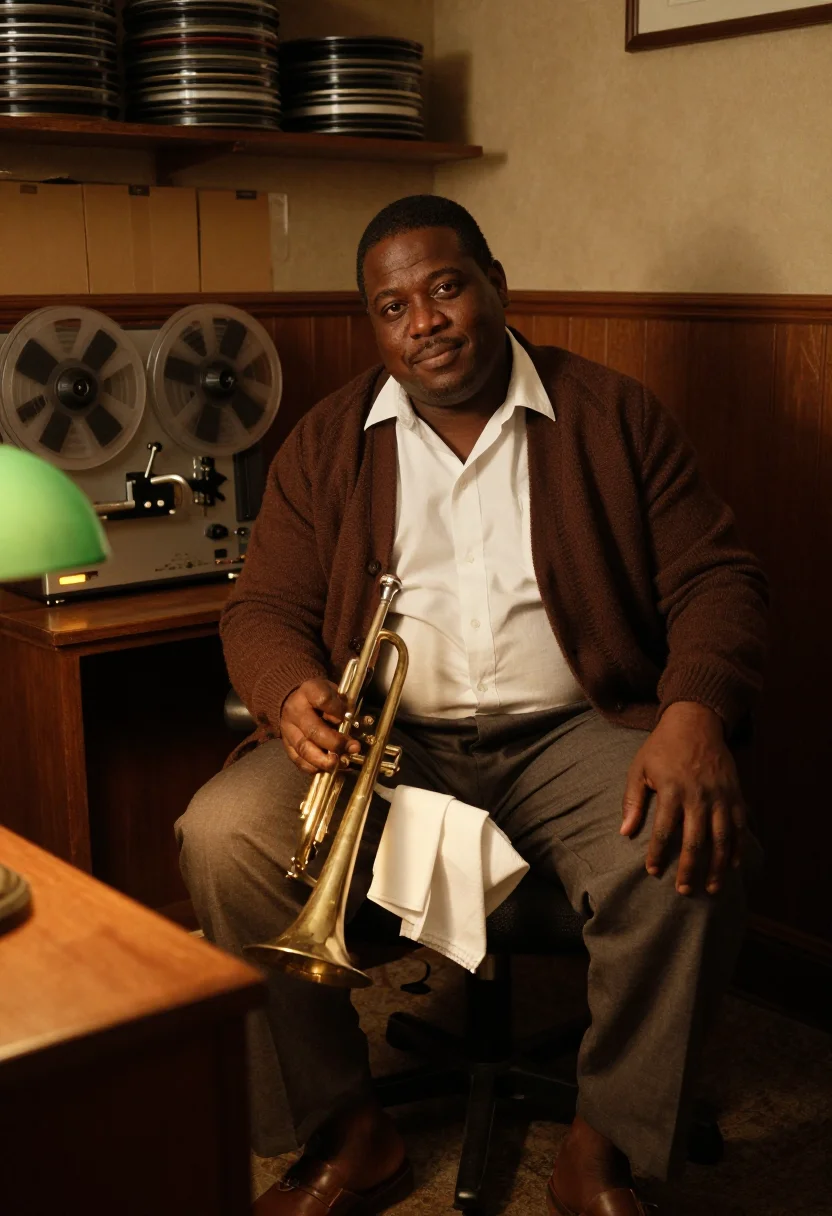 AI louis armstrong sample — portrait of a man, three-quarter-length portrait of a Black