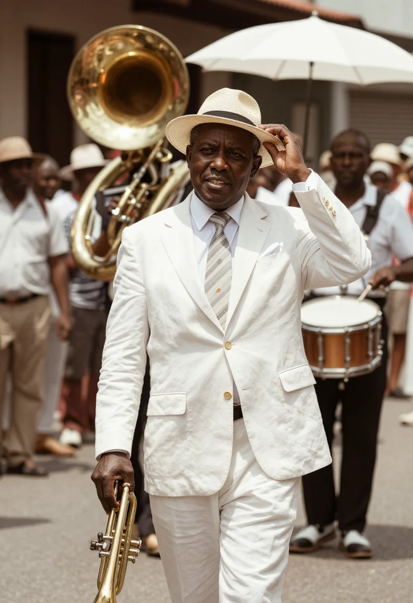 AI louis armstrong sample — portrait of a man, half-length portrait of a Black man of Af