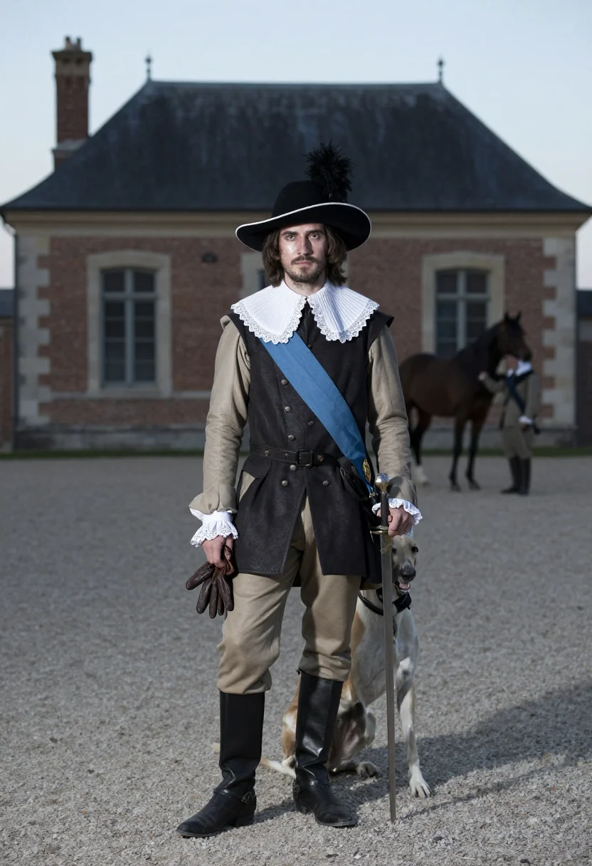 AI louis xiii melancolique sample — portrait of a man, full-length portrait of a French man in h