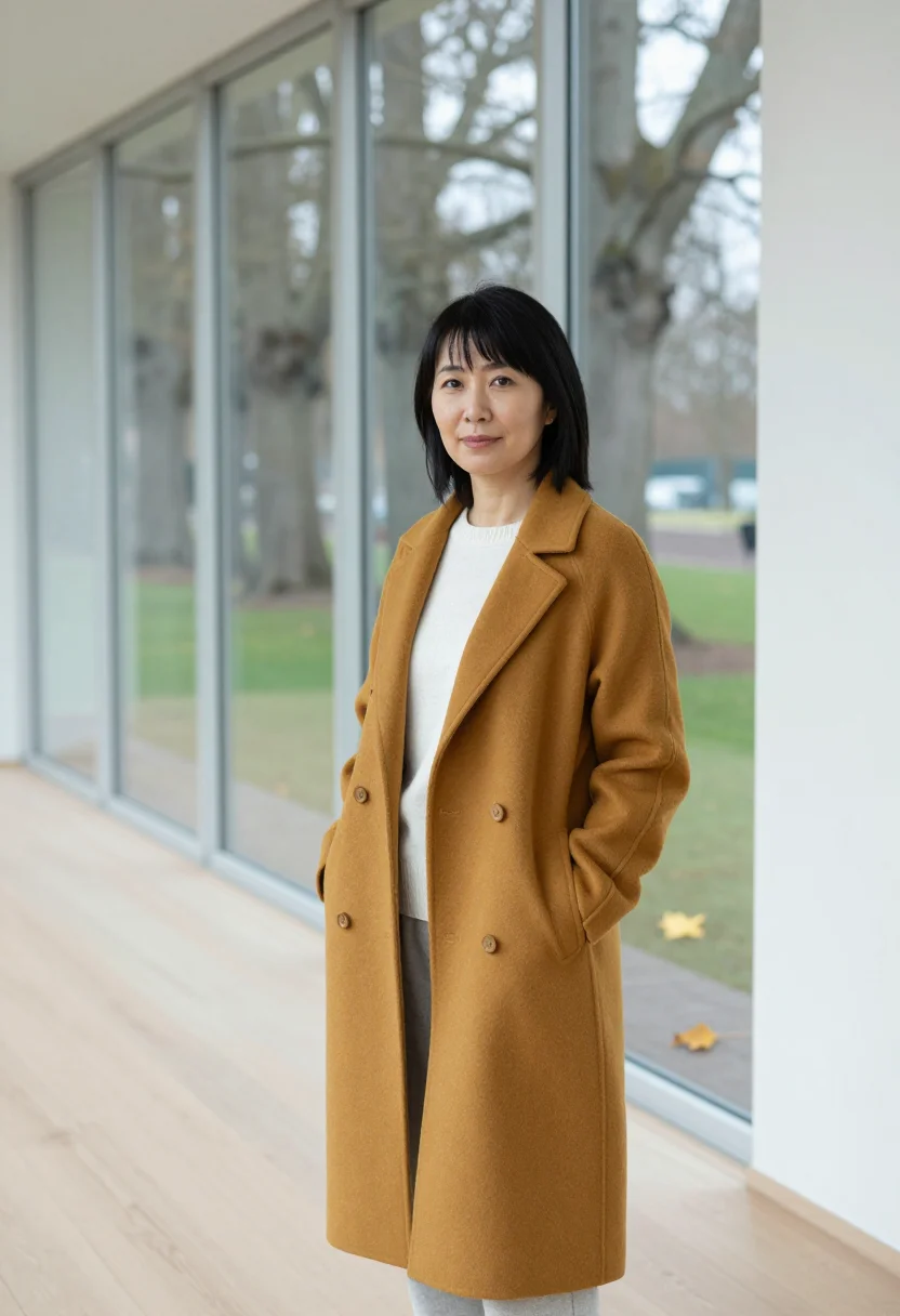 AI louisiana museum curator oresund mustard sample — portrait of a woman, a museum curator in her forties of Japa
