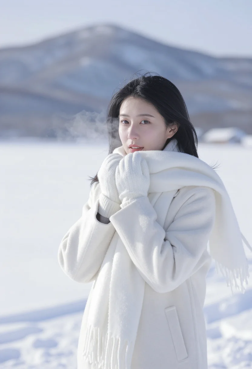 AI love letter otaru snow white sample — portrait of a woman, framed half-length from the waist up, a