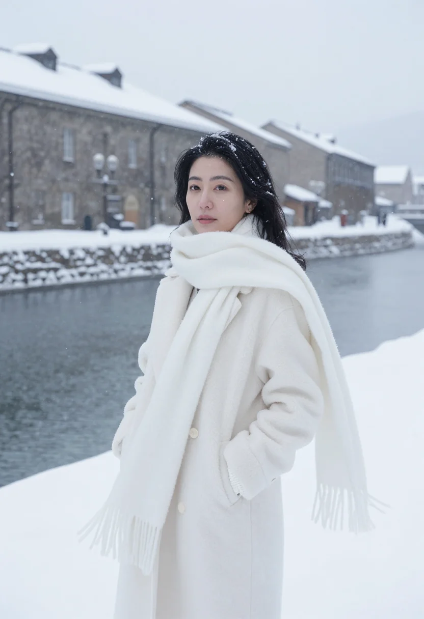 AI love letter otaru snow white sample — portrait of a woman, framed three-quarter length from the kn