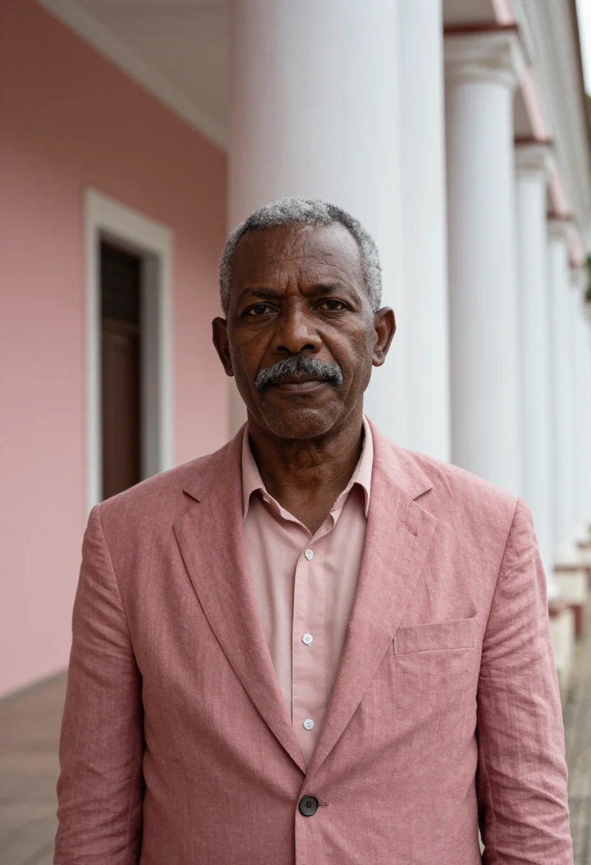AI luanda architect bay pink colonial sample — portrait of a man, an Angolan architect in his late fifties