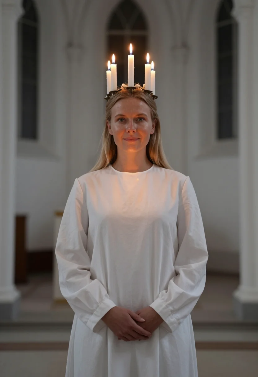 AI lucia white candles sample — portrait of a woman, framed chest-up, cropped at the ribs, t