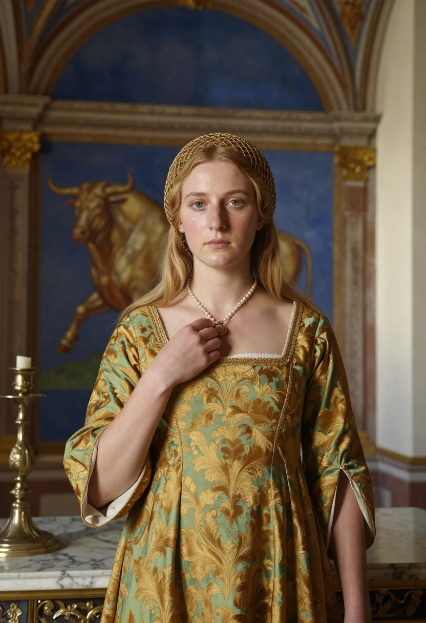 AI lucrezia borgia sample — portrait of a woman, chest-up portrait of a Western-European