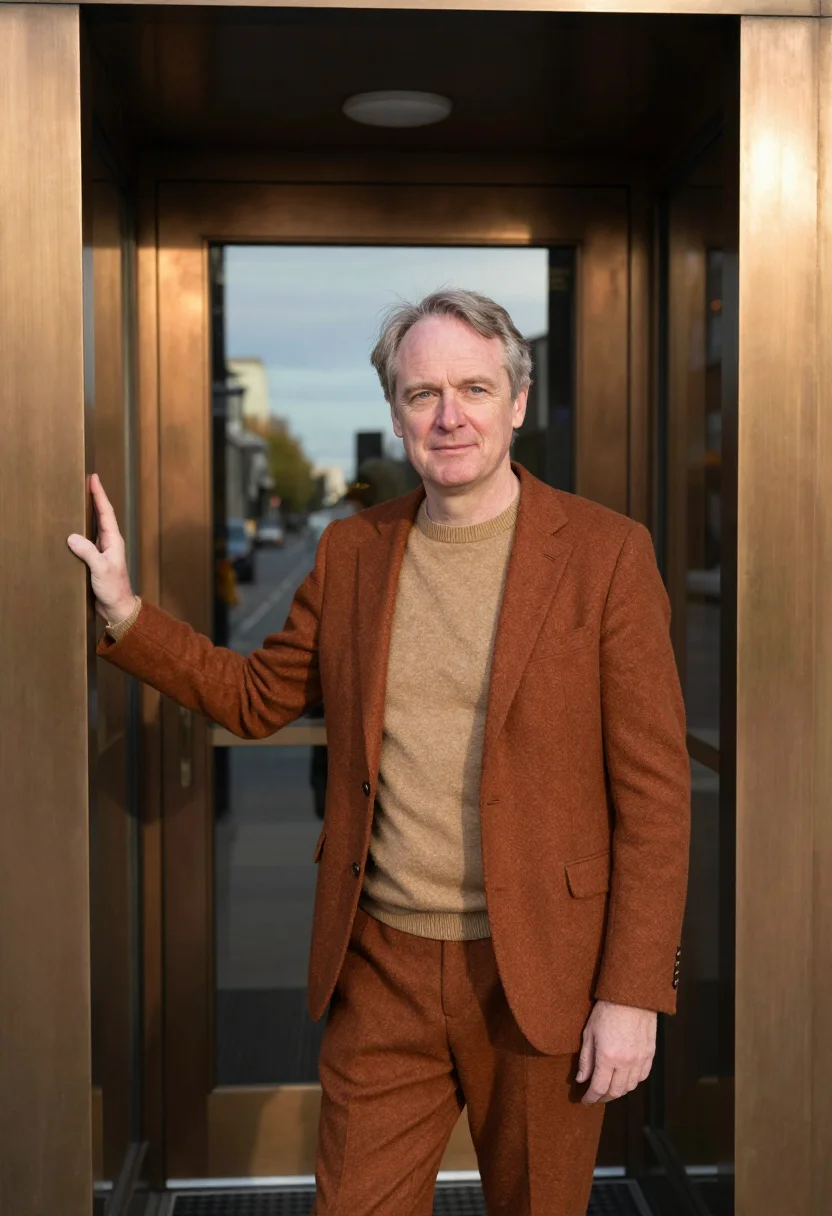 AI lusaka economist copper glass jacaranda sample — portrait of a man, a Scottish economist in his mid-fifties w