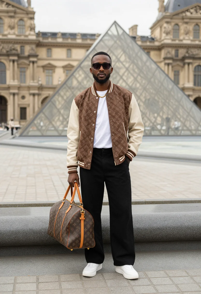 AI lv hommes sample — portrait of a man, low full-length portrait of a Nigerian ma
