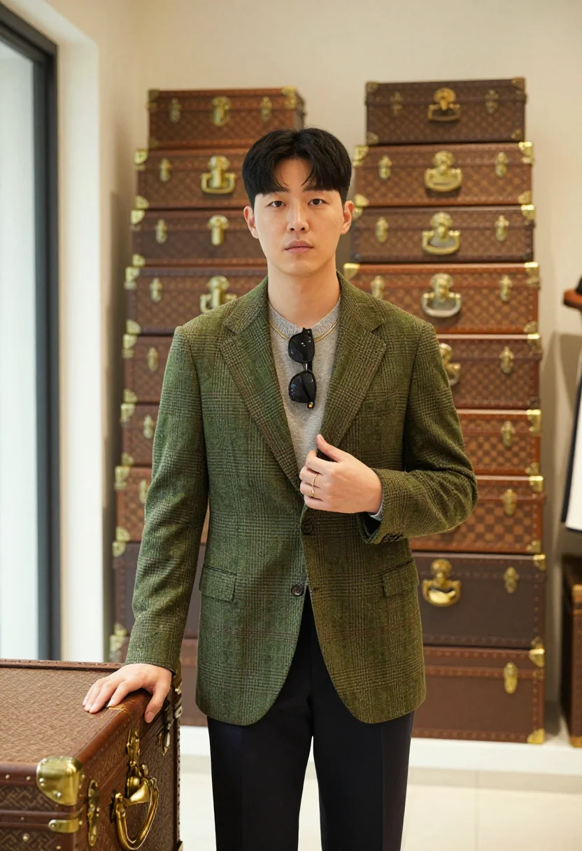 AI lv hommes sample — portrait of a man, chest-up portrait of a Korean man in his
