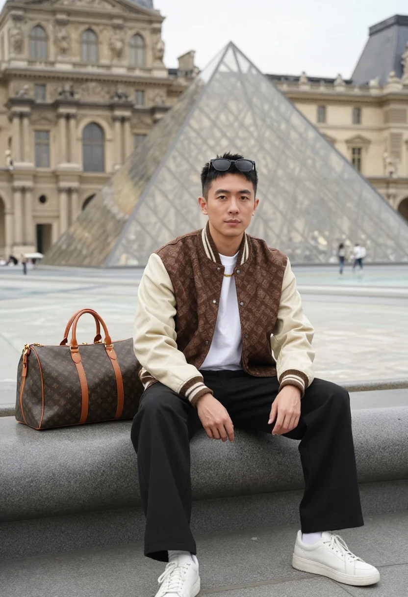 AI lv hommes sample — portrait of a man, three-quarter-length portrait of a Japane