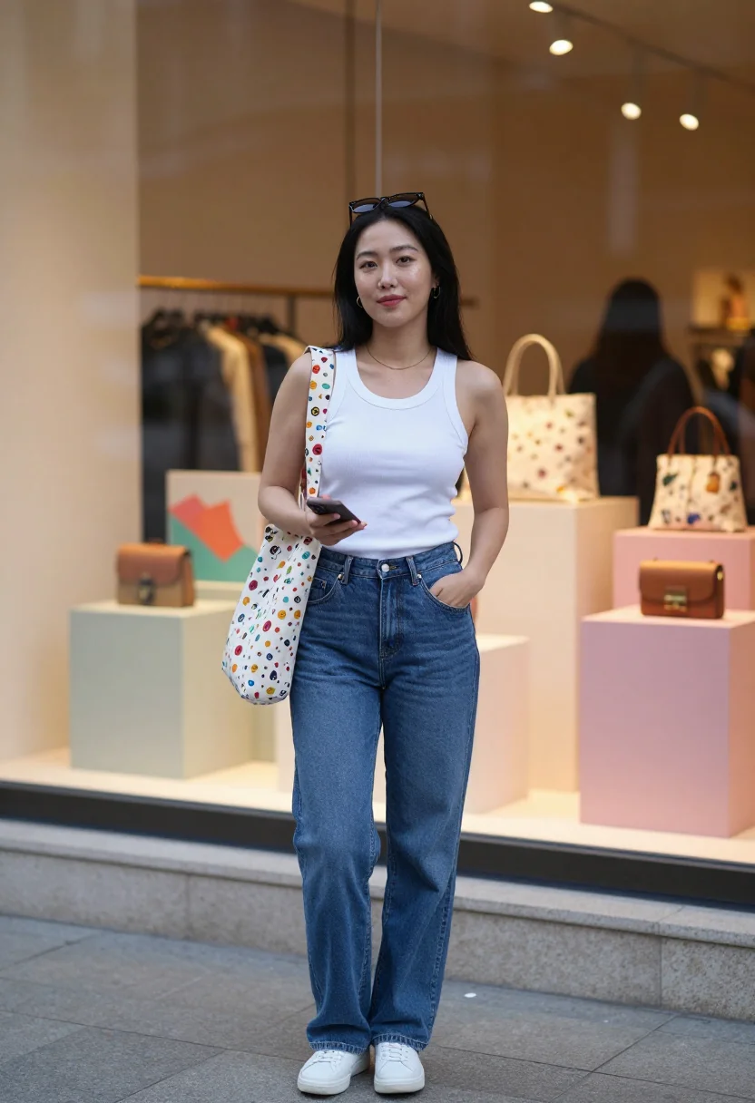 AI lv murakami multicolore sample — portrait of a woman, three-quarter-length portrait of a Kore