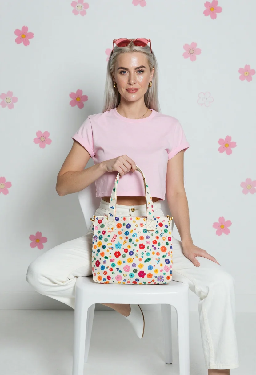 AI lv murakami multicolore sample — portrait of a woman, chest-up portrait of a Western-European