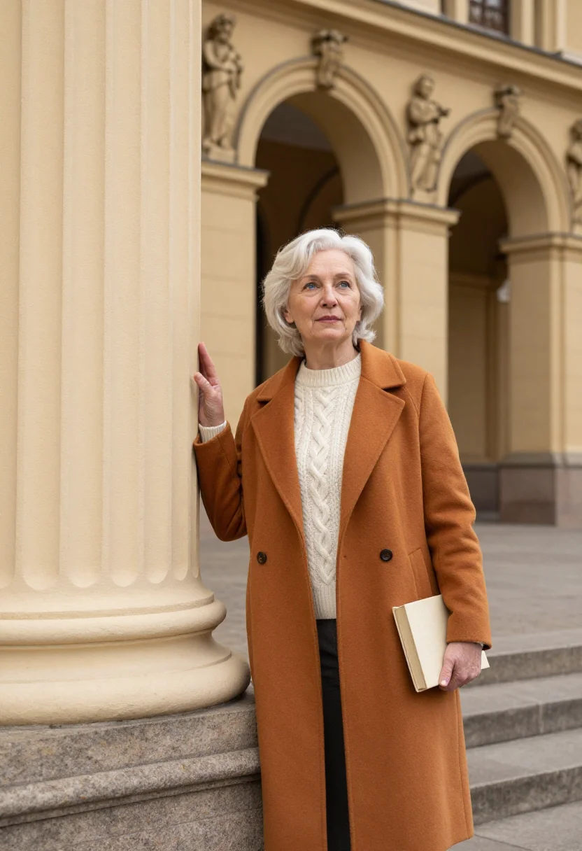 AI lviv professor habsburg ochre sample — portrait of a woman, in her sixties with fair skin, blue eye