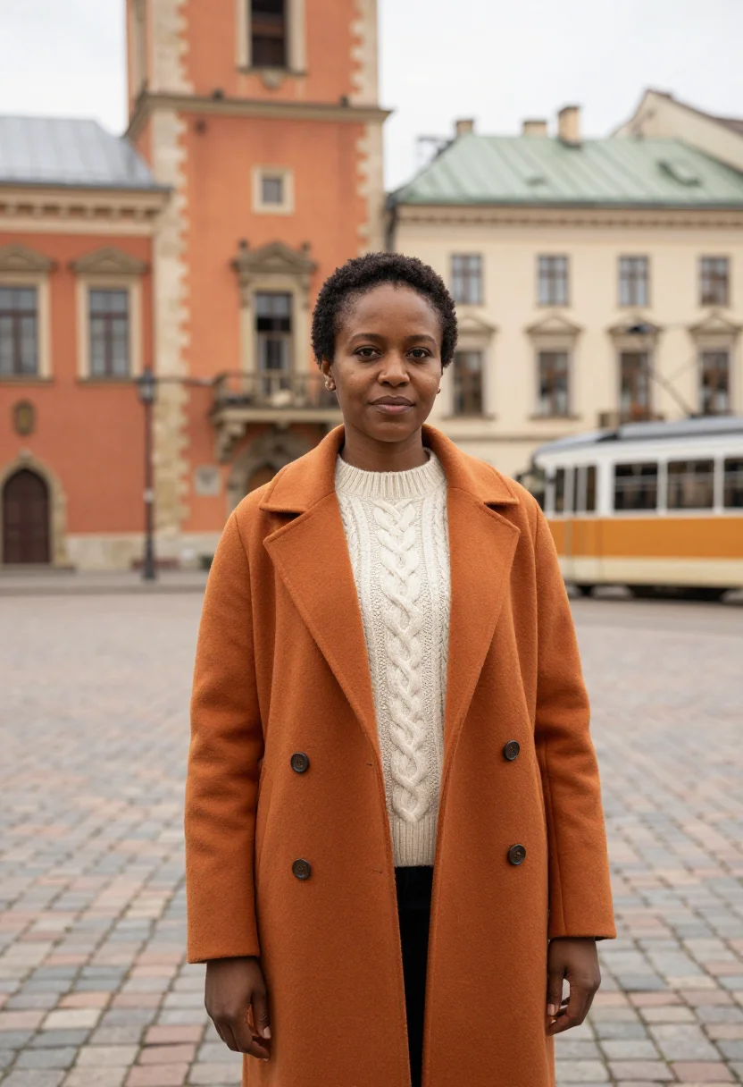 AI lviv professor habsburg ochre sample — portrait of a woman, of Ethiopian descent in her forties wit