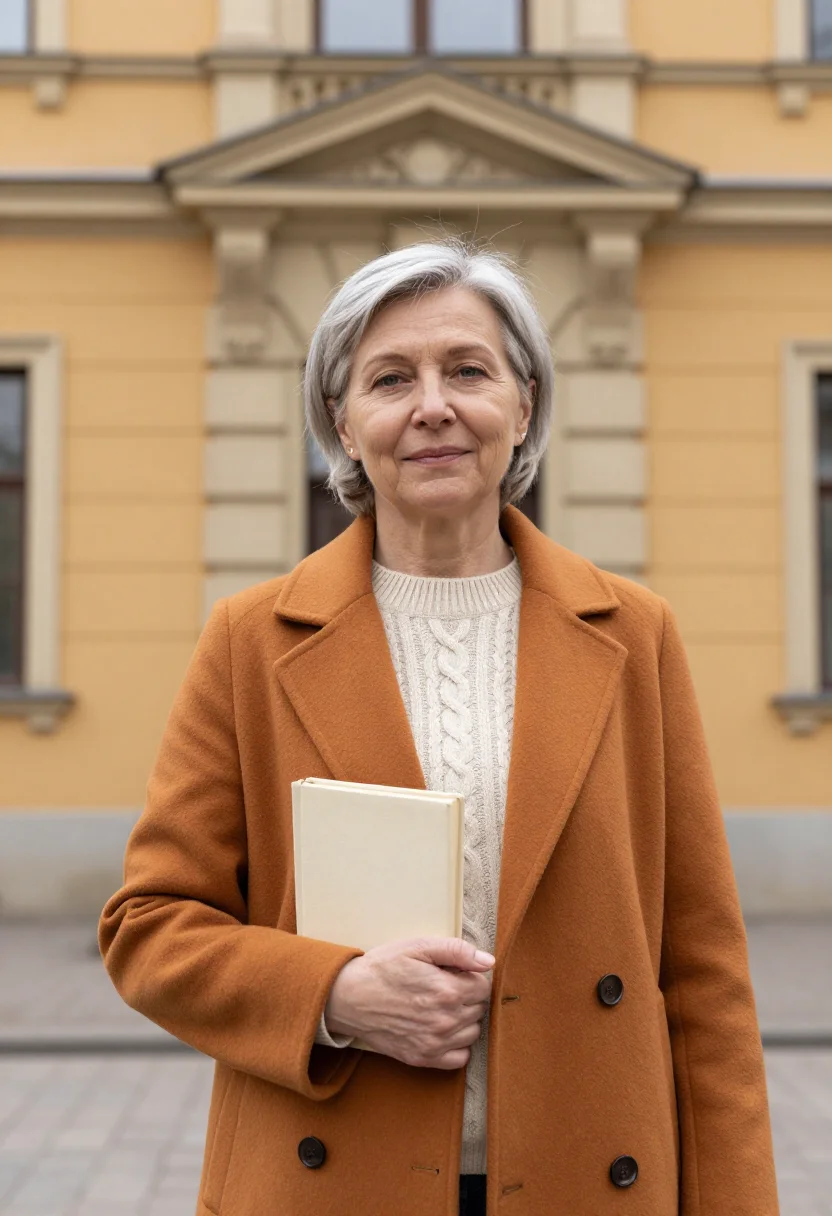 AI lviv professor habsburg ochre sample — portrait of a woman, in her fifties with fair skin, grey eye