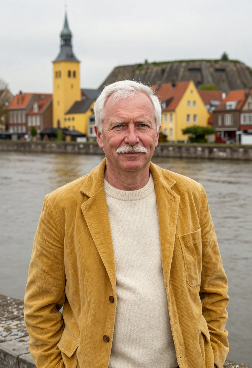 AI maastricht professor marl yellow sample — portrait of a man, German, in his early sixties, with ruddy