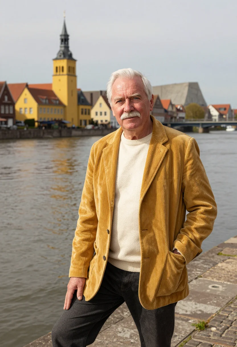 AI maastricht professor marl yellow sample — portrait of a man, German, in his early sixties, with ruddy